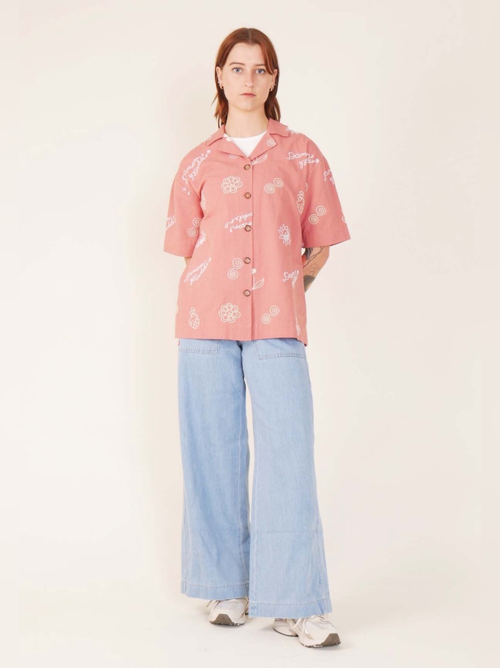Damson Madder Chloe Embroidered Shirt In Salmon View 6